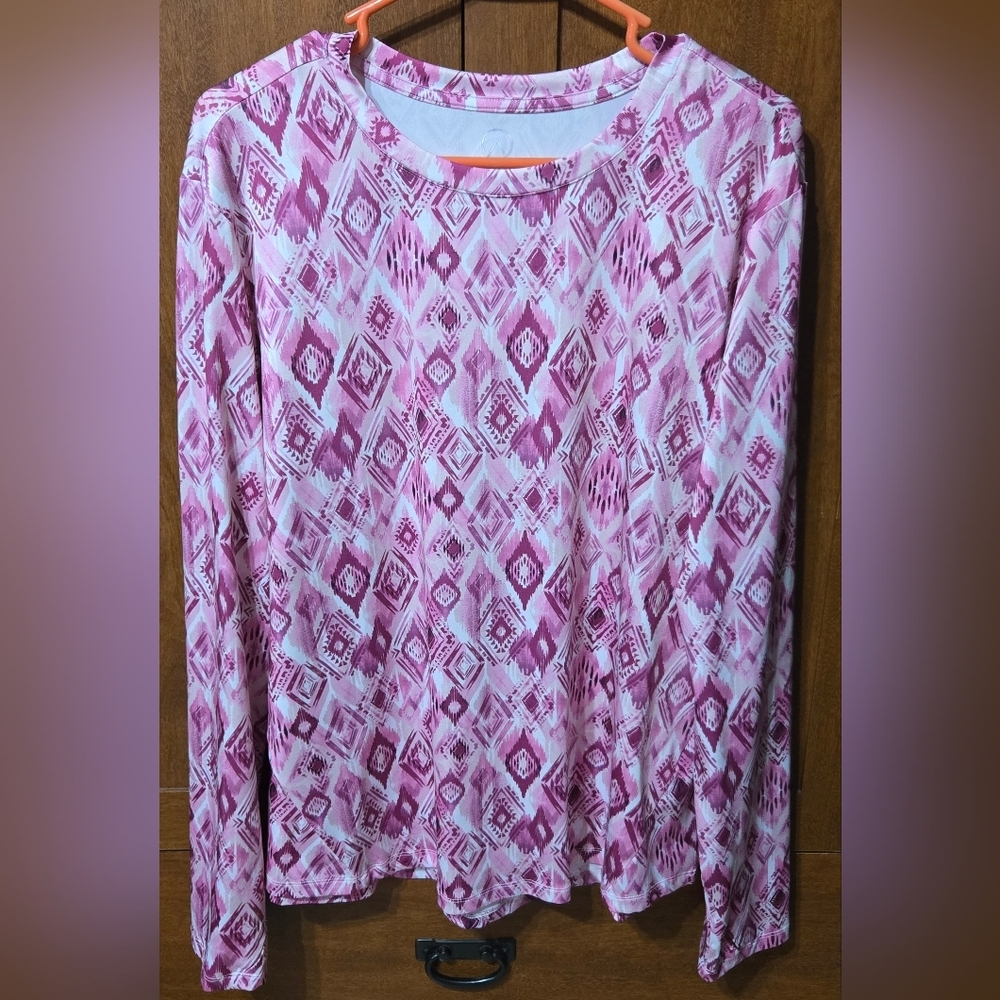 Enlighten Pink Geometric SPF Long Sleeve Sun Shirt